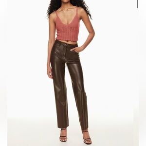 Oak + Fort Brown Highrise Vegan Leather Pants Size 0